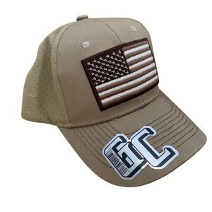GC Tan and Brown American Flag Mesh Snap Back Baseball Cap, NWT